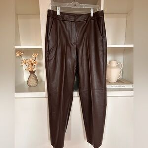 J. Crew Kate Faux Leather Dark Brown Pants